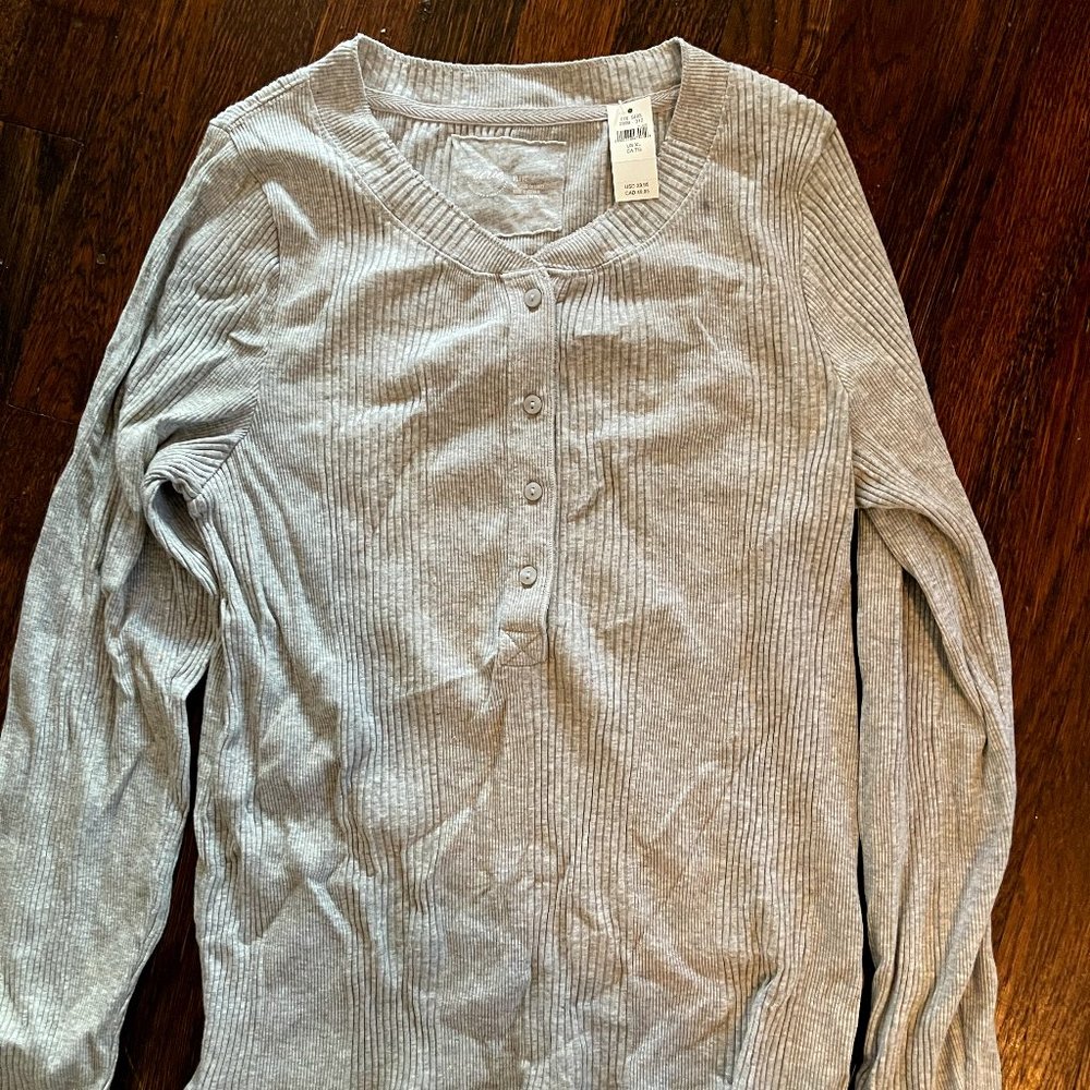 aerie Henley Sweater - Heather Gray, X-Large - New with Tags